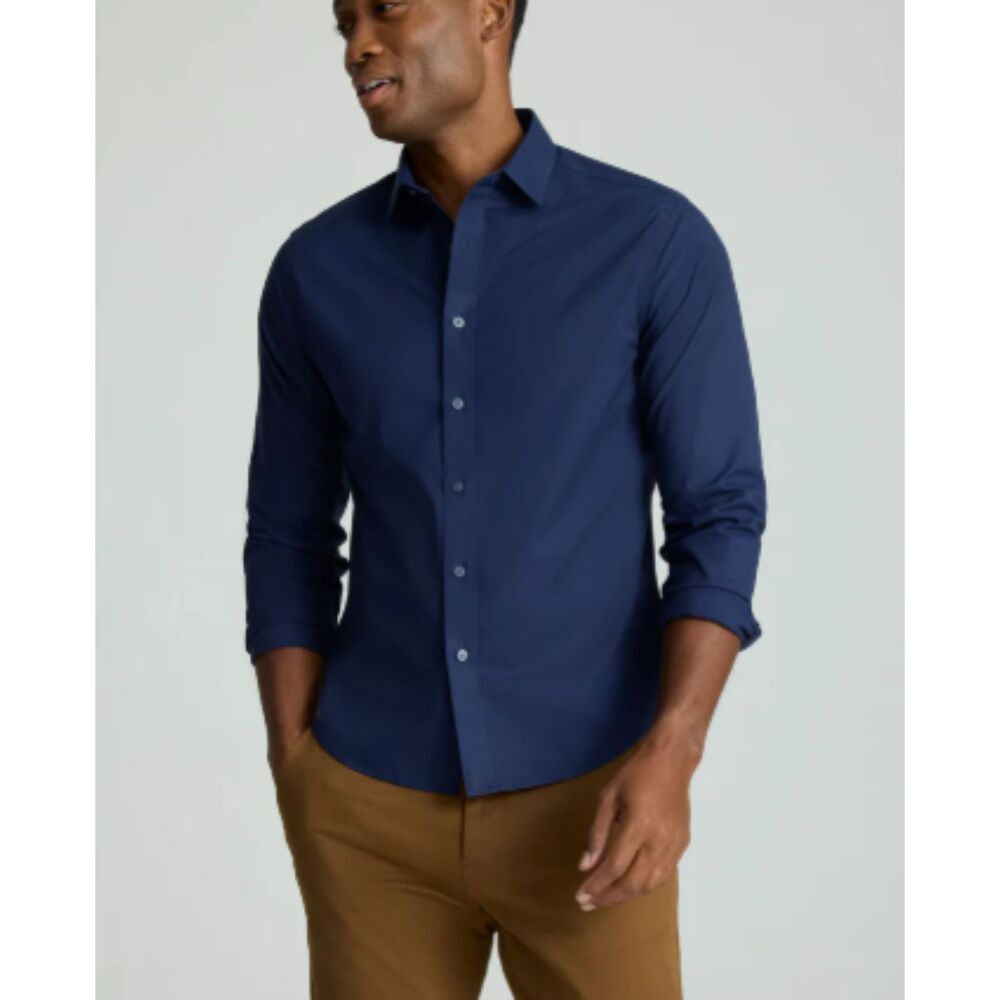 UnTuckit Wrinkle-Free Stretch Cotton Arden Shirt Navy Blue XXL